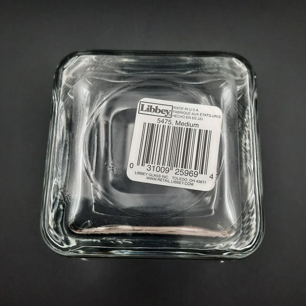 Libbey 5475 Medium Square Glass Vase USA Made Clear Cube Candle‎ Holder